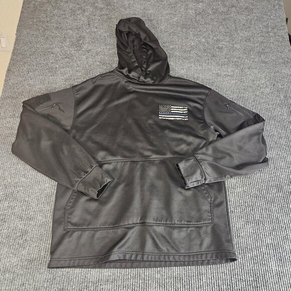 Rothco Hoodie Sweatshirt Mens Large Black Thin Blue Line Flag Pullover Tactical - Picture 4 of 9